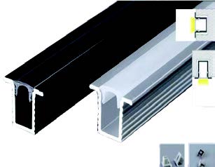 ألمنيوم بروفايل غاطس مقاس 10.6*8.6 مم فتحة 7.6 مم (3m) اسود