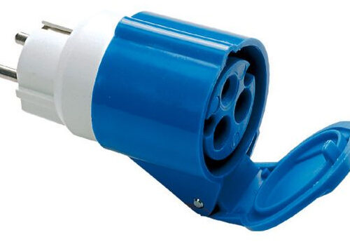 أدبتر من فيش صناعي 3 بن 16 أمبير  مع غطاء إلى نظام شوكو IP44