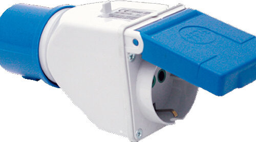 أدبتر من نظام شوكو مع غطاء إلى فيش  16A صناعي 3 بن IP44