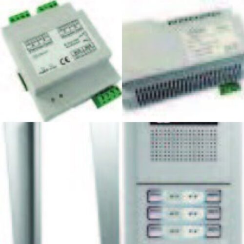 وحدة باب بكامیرا ملونة 8 كبسات + محول النظام + الموزع + واقي مطري