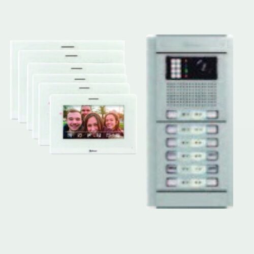 طقم اربعة شقق فیدیو فون بترون ملون هاند فري 7 انش+2G سلفر نظام 2 اسلاك