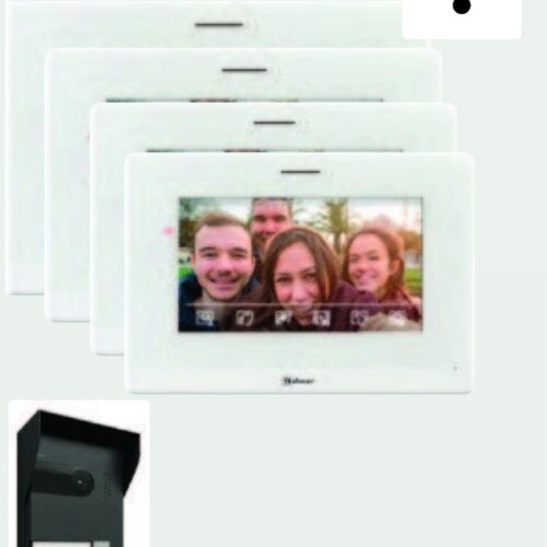 طقم اربع شقق بشاشة 7 انش ملون بذاكرة ھاند فري مع اكسسز + 2G سول بمدالیة قابل لاضافة میموري لتخزین الصور + فیدیو للزائر WIFI 