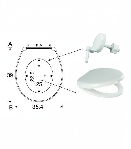غطاط  مرحاض بلاستيك +  طقم براغي
